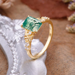 Nature-Inspired Emerald Cut Moss Agate Engagement Ring - Additional view