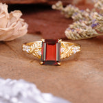 Nature-Inspired Emerald Cut Garnet Engagement Ring - Additional view