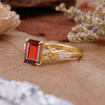 Nature-Inspired Emerald Cut Garnet Engagement Ring - Additional view
