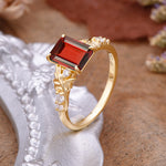 Nature-Inspired Emerald Cut Garnet Engagement Ring - Additional view