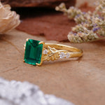 Nature-Inspired Emerald Cut Emerald Engagement Ring - Additional view