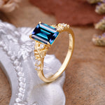 Nature-Inspired Emerald Cut Alexandrite Engagement Ring - Additional view