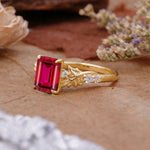 Nature-Inspired Emerald Cut Ruby Engagement Ring - Additional view