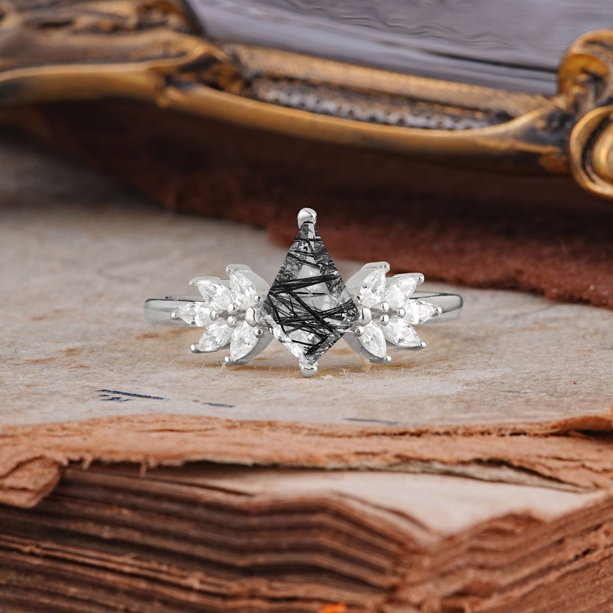SR17017 Black Rutilated Quartz Ring - Additional view
