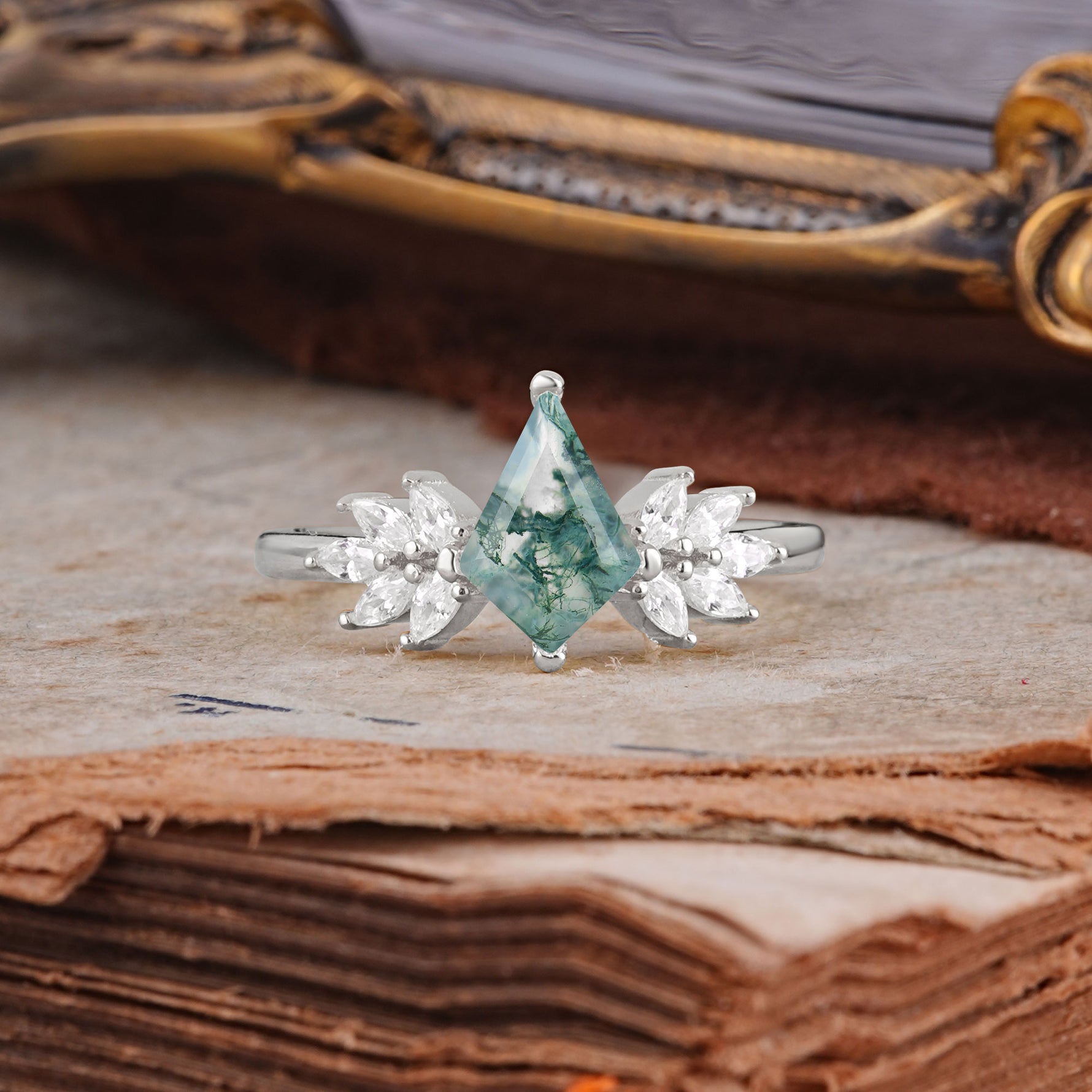 SR17017 Moss Agate Ring - Additional view