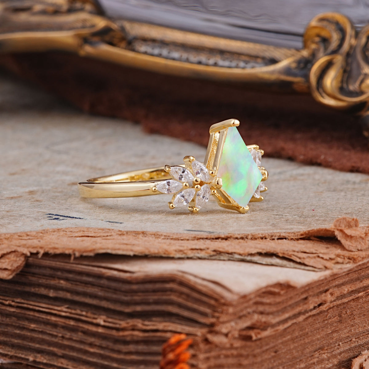 SR17017 Fire Opal Ring - Rose-Gold