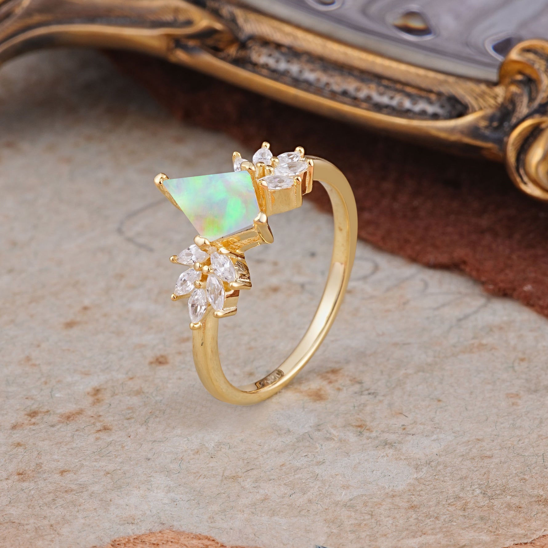SR17017 Fire Opal Ring - White-Gold