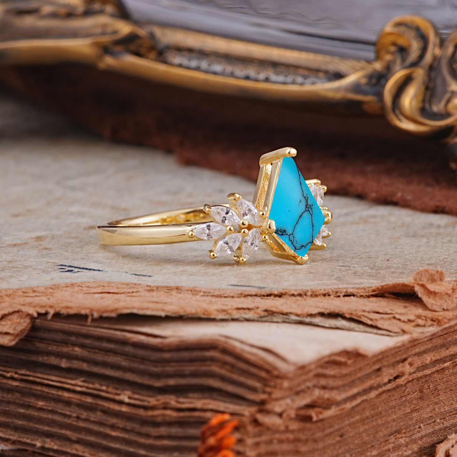 SR17017 Turquoise Ring - Rose-Gold