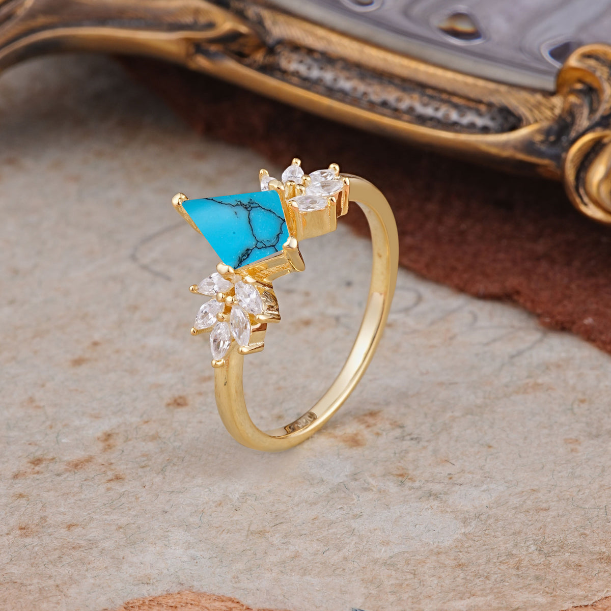SR17017 Turquoise Ring - White-Gold