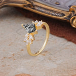 SR17017 Black Rutilated Quartz Ring - White-Gold