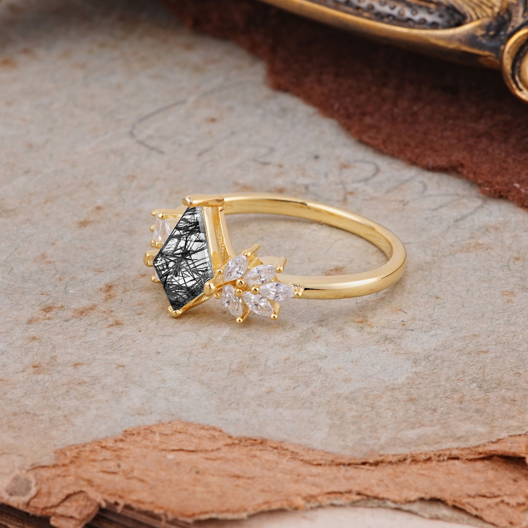 SR17017 Black Rutilated Quartz Ring - Additional view