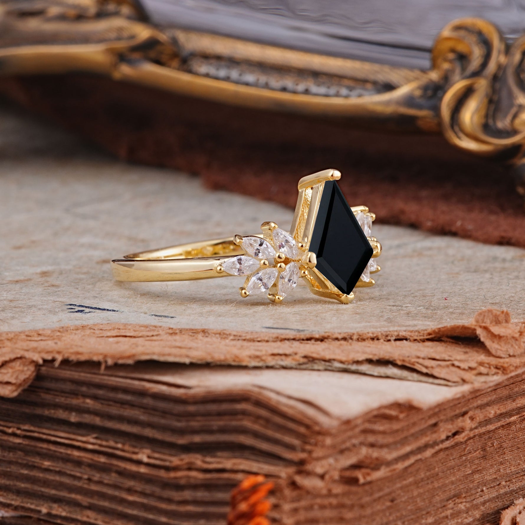 SR17017 Black Onyx Ring - Rose-Gold