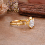 Vintage Leaf Design Pear Shaped Moissanite Engagement Ring - Additional view