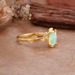Vintage Leaf Design Pear Shaped Fire Opal Engagement Ring - Additional view