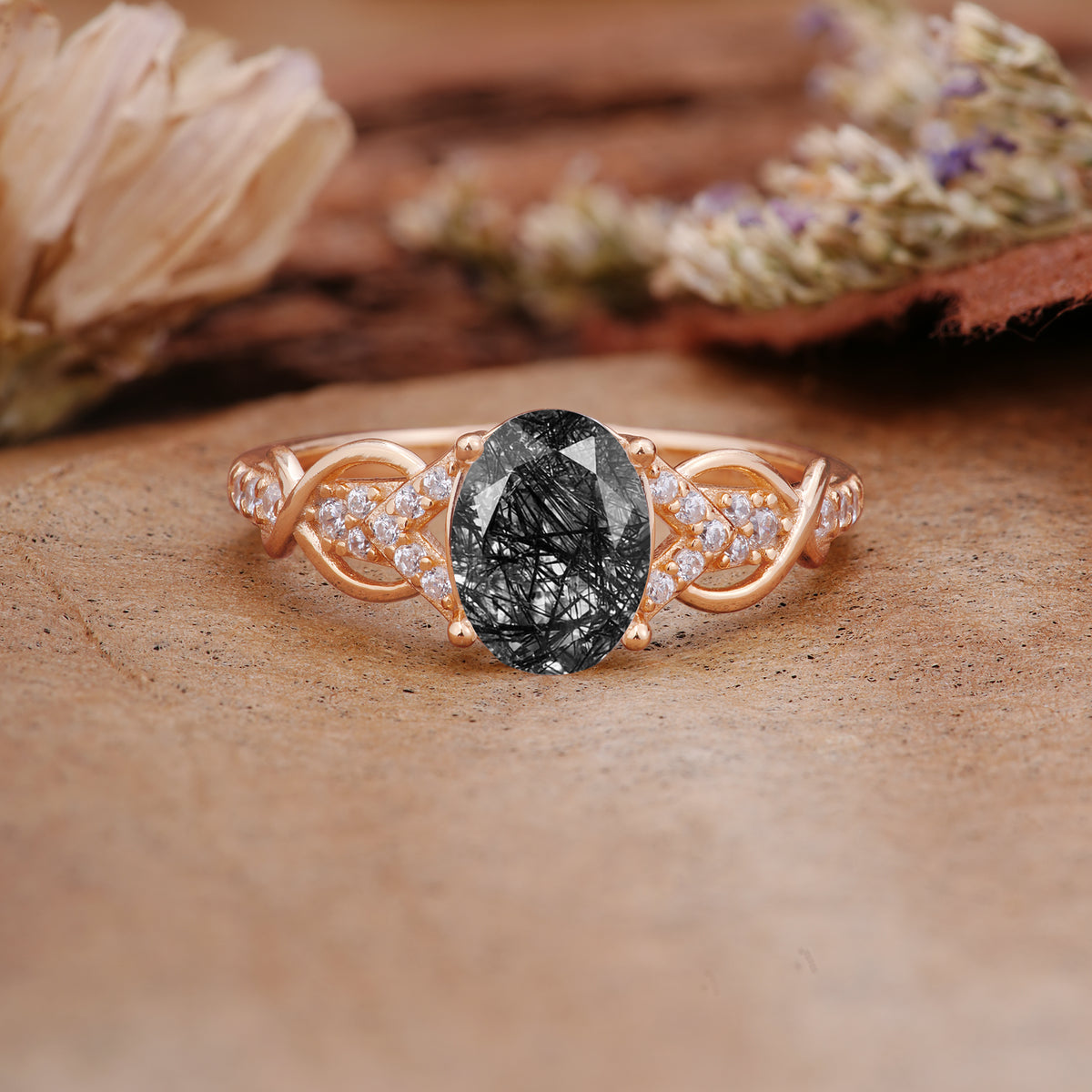 SR17022 Black Rutilated Quartz Ring - Additional view