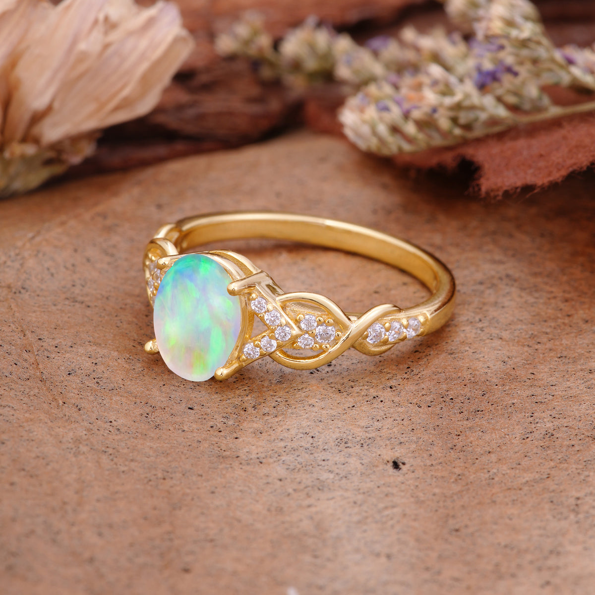 SR17022 Fire Opal Ring - Rose-Gold