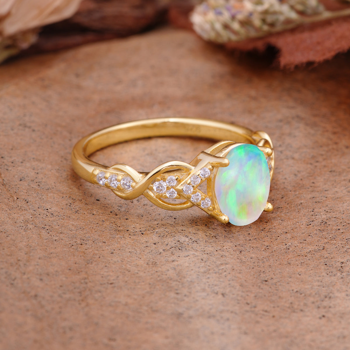 SR17022 Fire Opal Ring - White-Gold