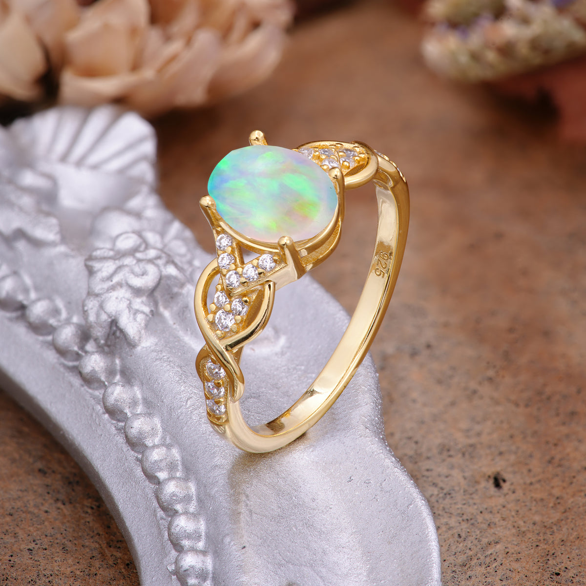 SR17022 Fire Opal Ring - Additional view