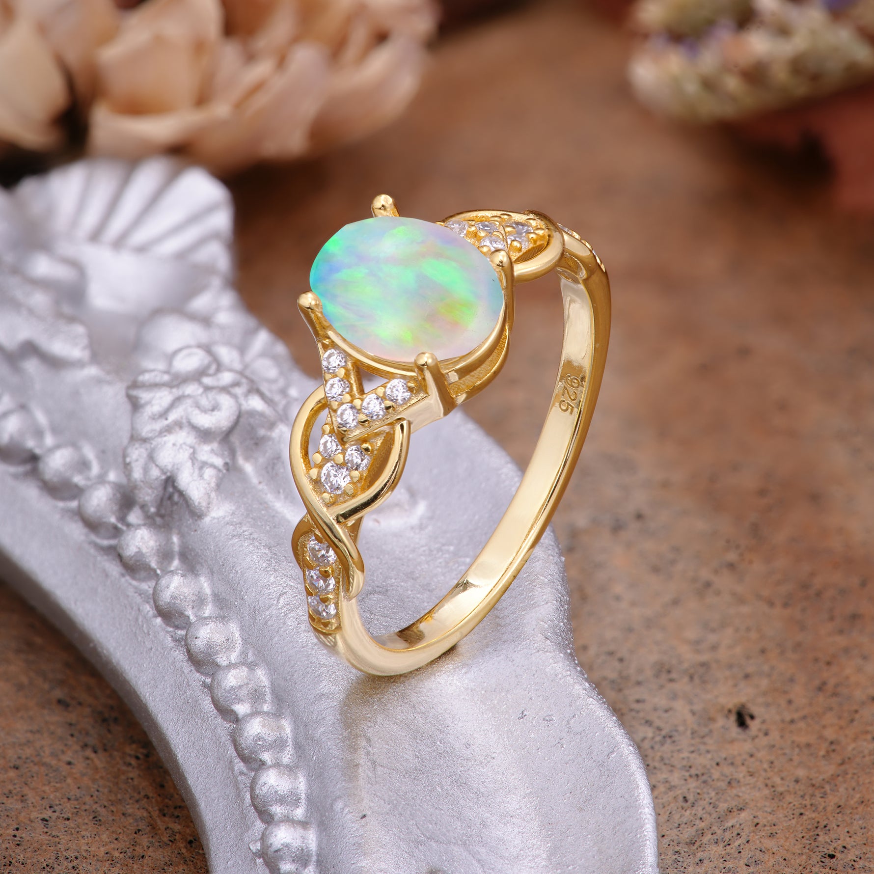 SR17022 Fire Opal Ring - Additional view