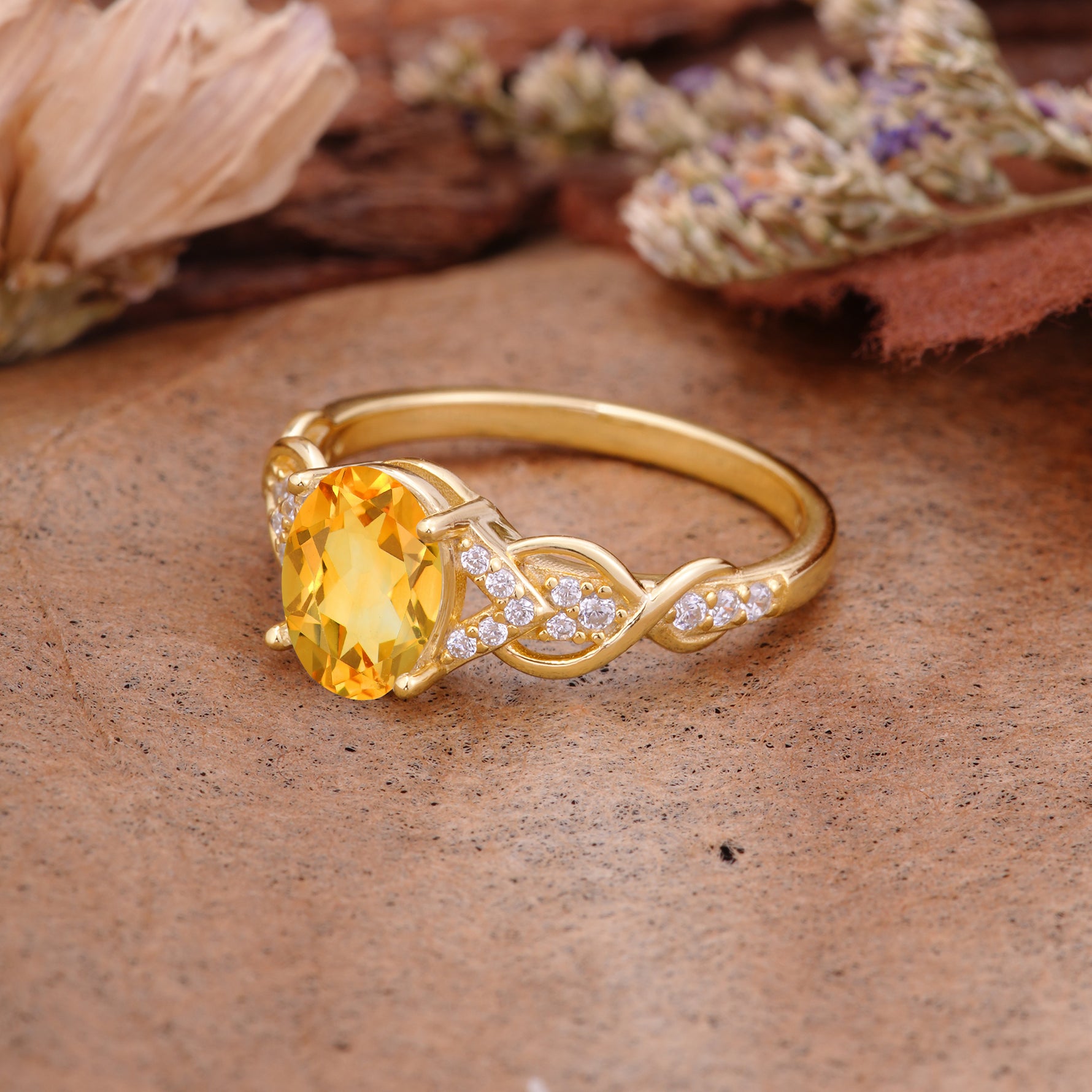 SR17022 Citrine Ring - Rose-Gold