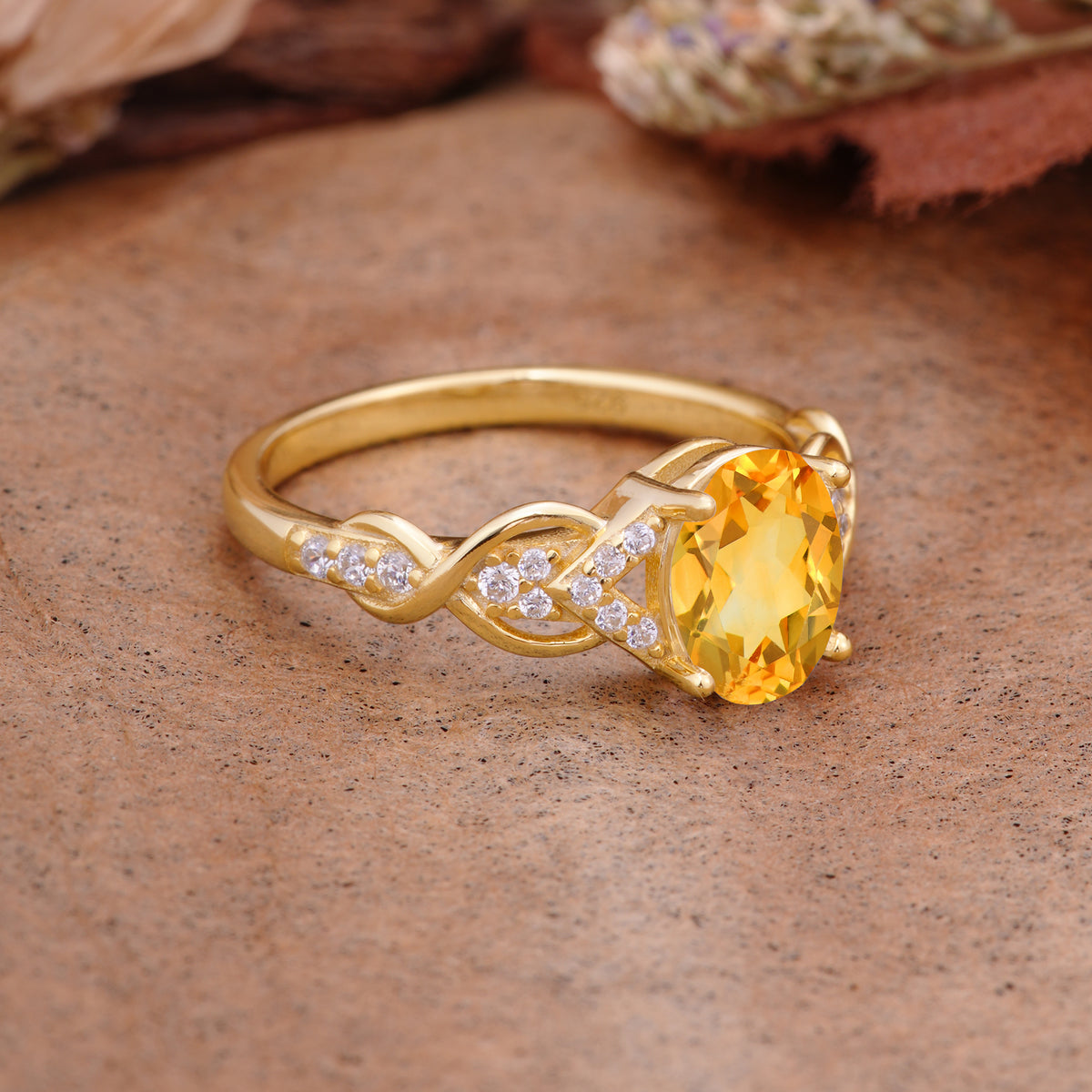 SR17022 Citrine Ring - White-Gold