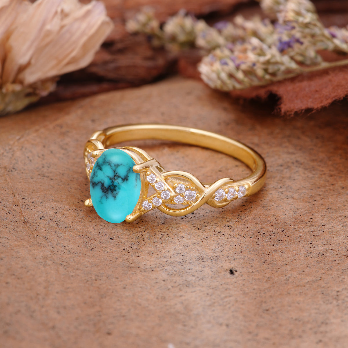 SR17022 Turquoise Ring - Rose-Gold