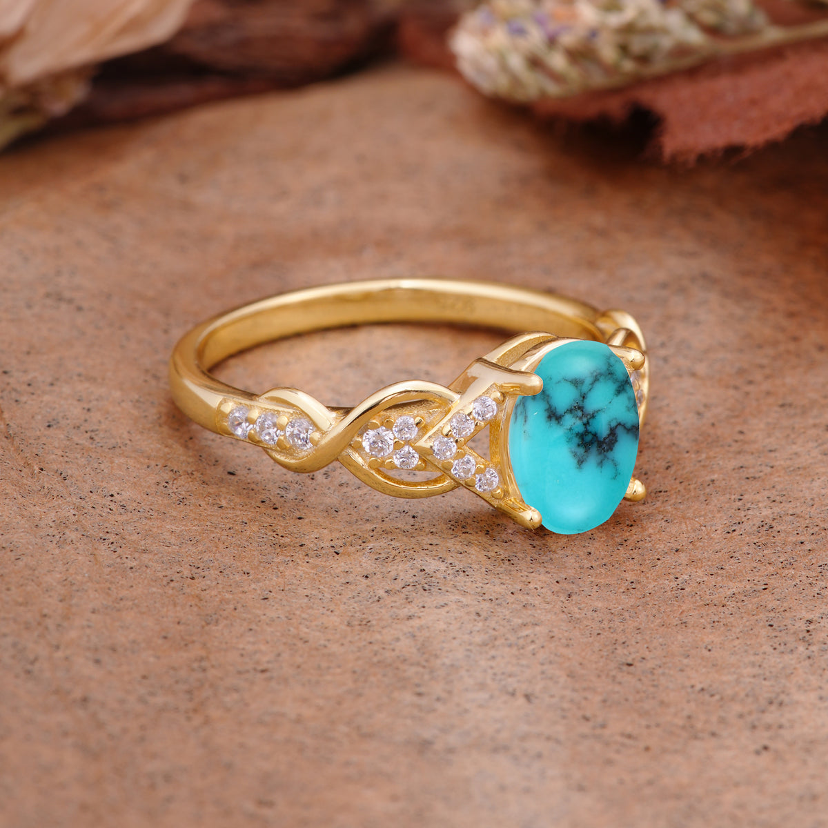 SR17022 Turquoise Ring - White-Gold