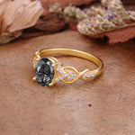 SR17022 Black Rutilated Quartz Ring - Rose-Gold