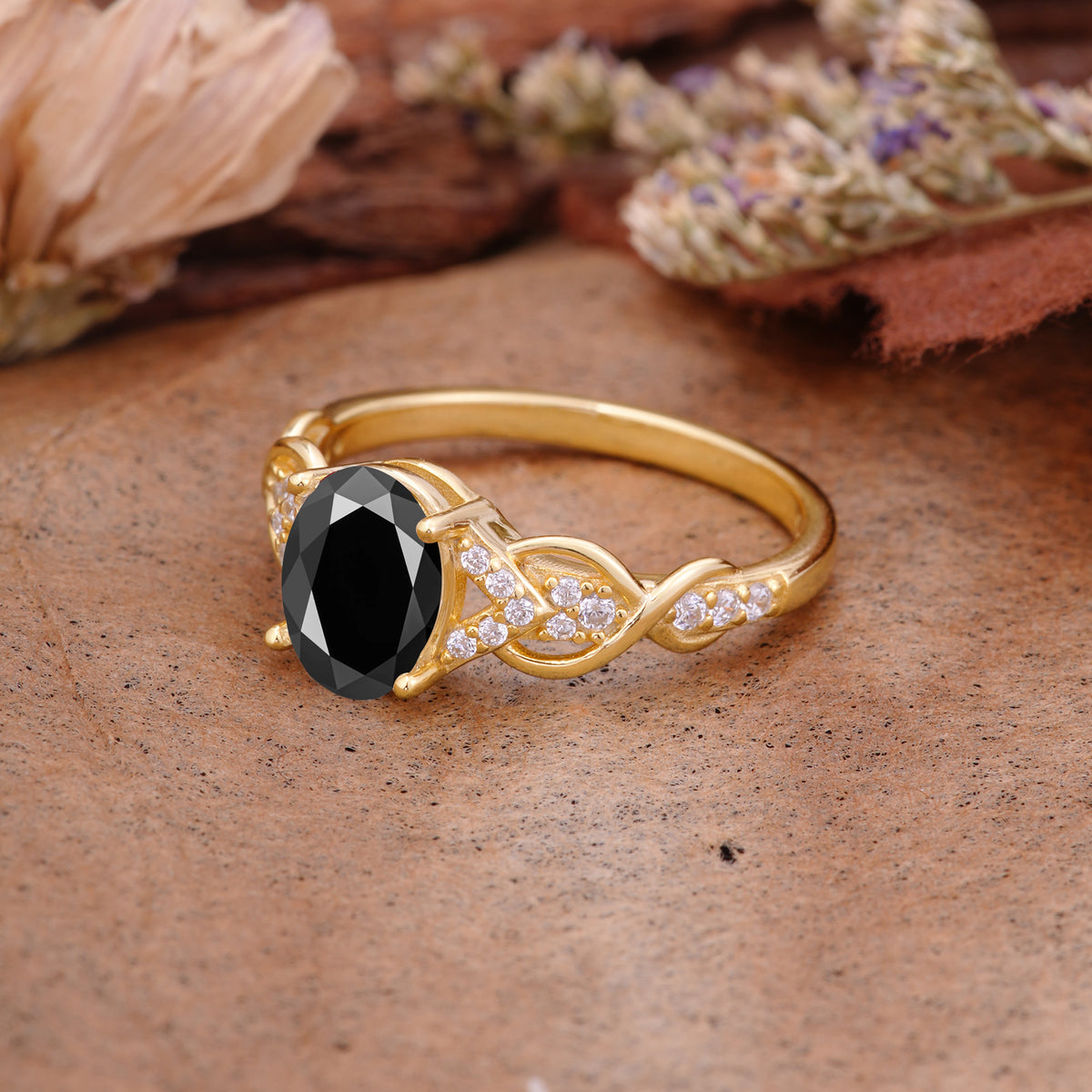 SR17022 Black Onyx Ring - Rose-Gold
