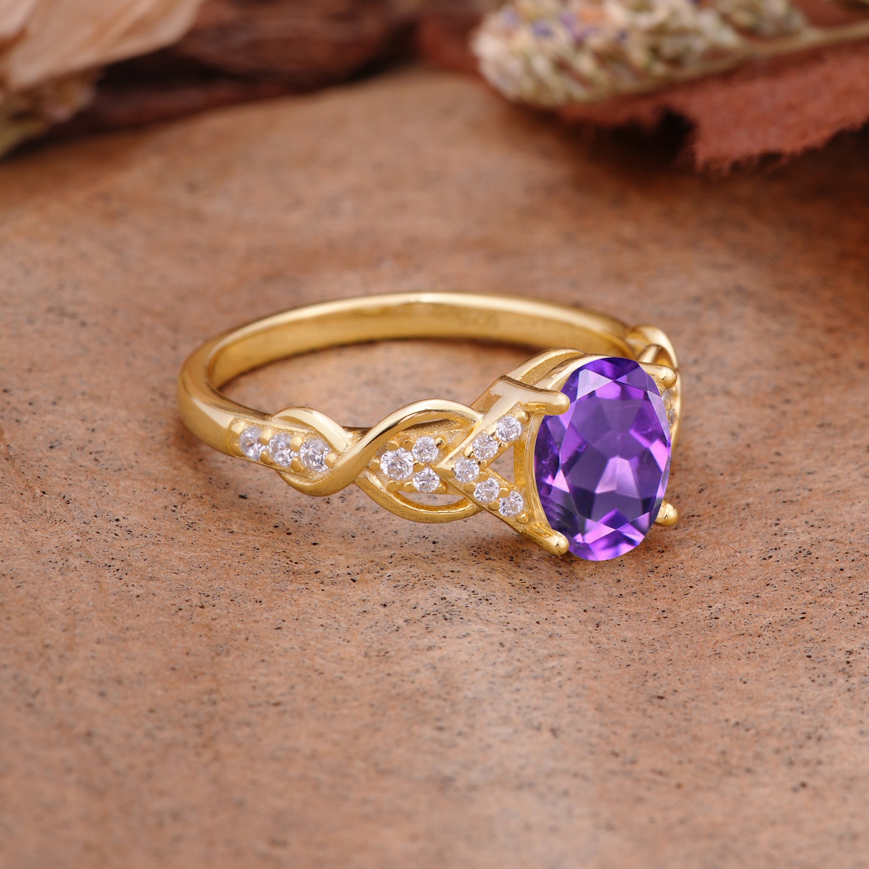SR17022 Amethyst Ring - Rose-Gold