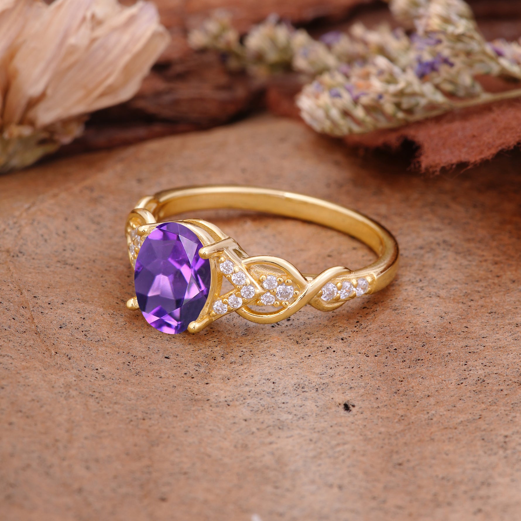 SR17022 Amethyst Ring - White-Gold