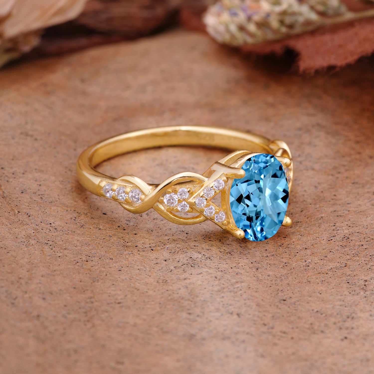 SR17022 Aquamarine Ring - Rose-Gold