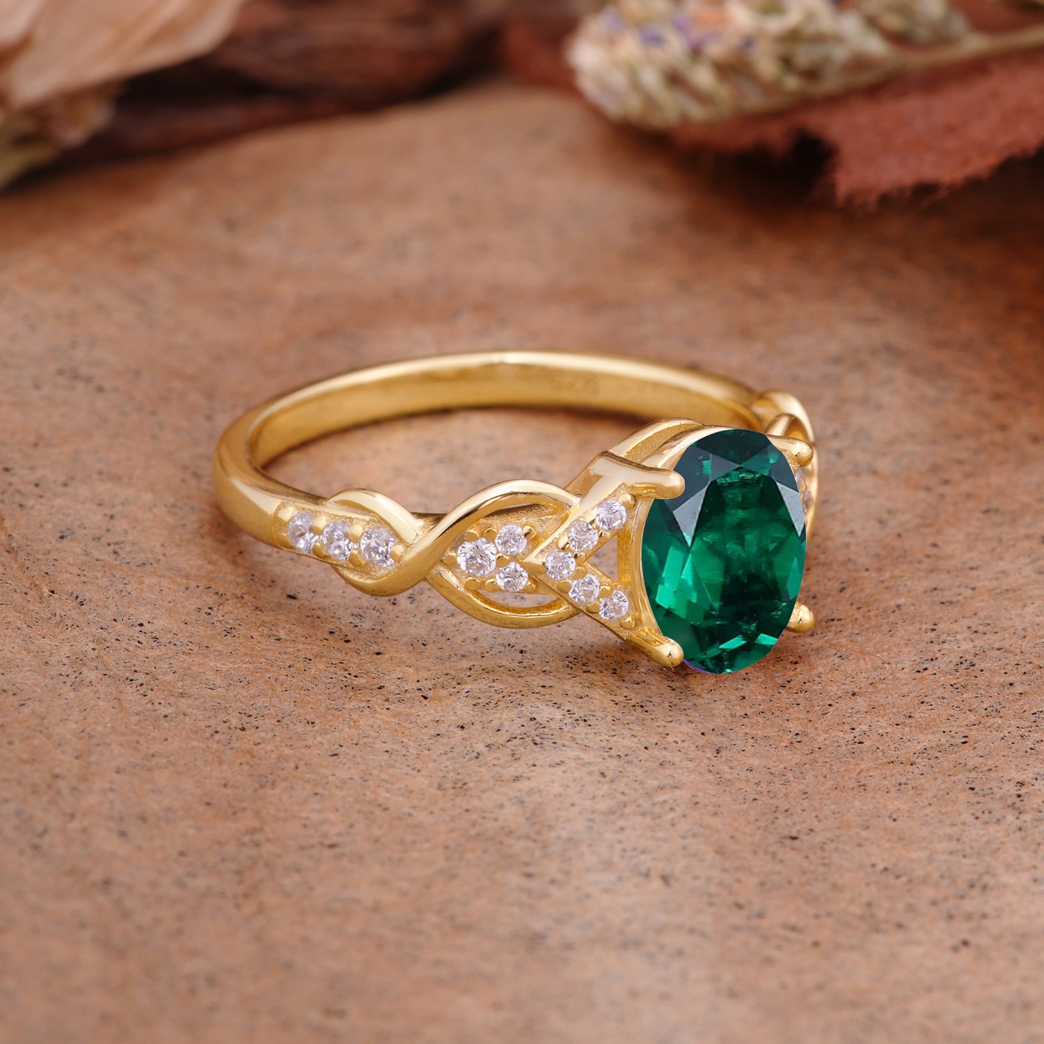 SR17022 Emerald Ring - Rose-Gold