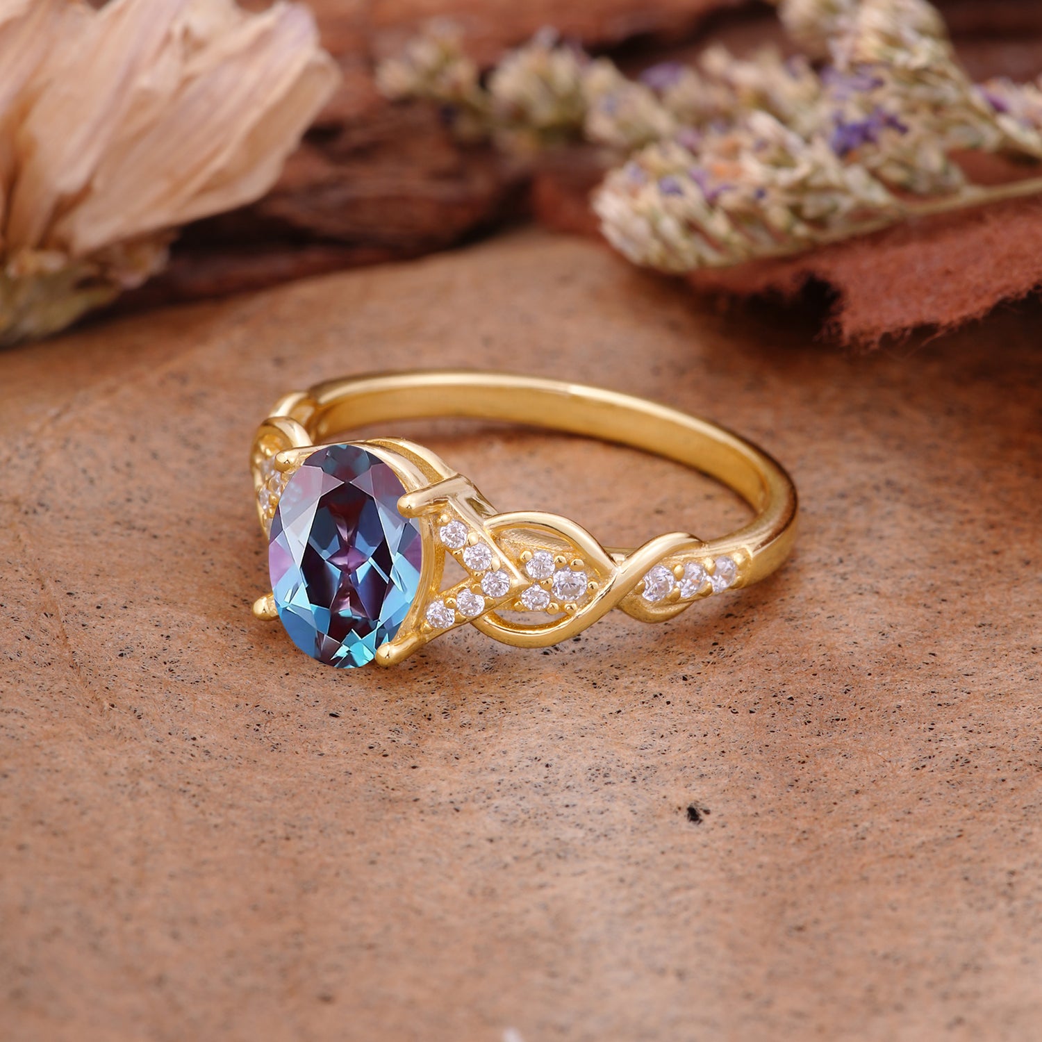 SR17022 Alexandrite Ring - Rose-Gold