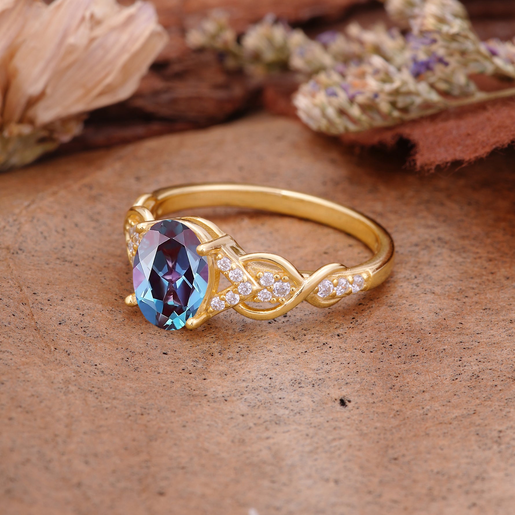 SR17022 Alexandrite Ring - Rose-Gold