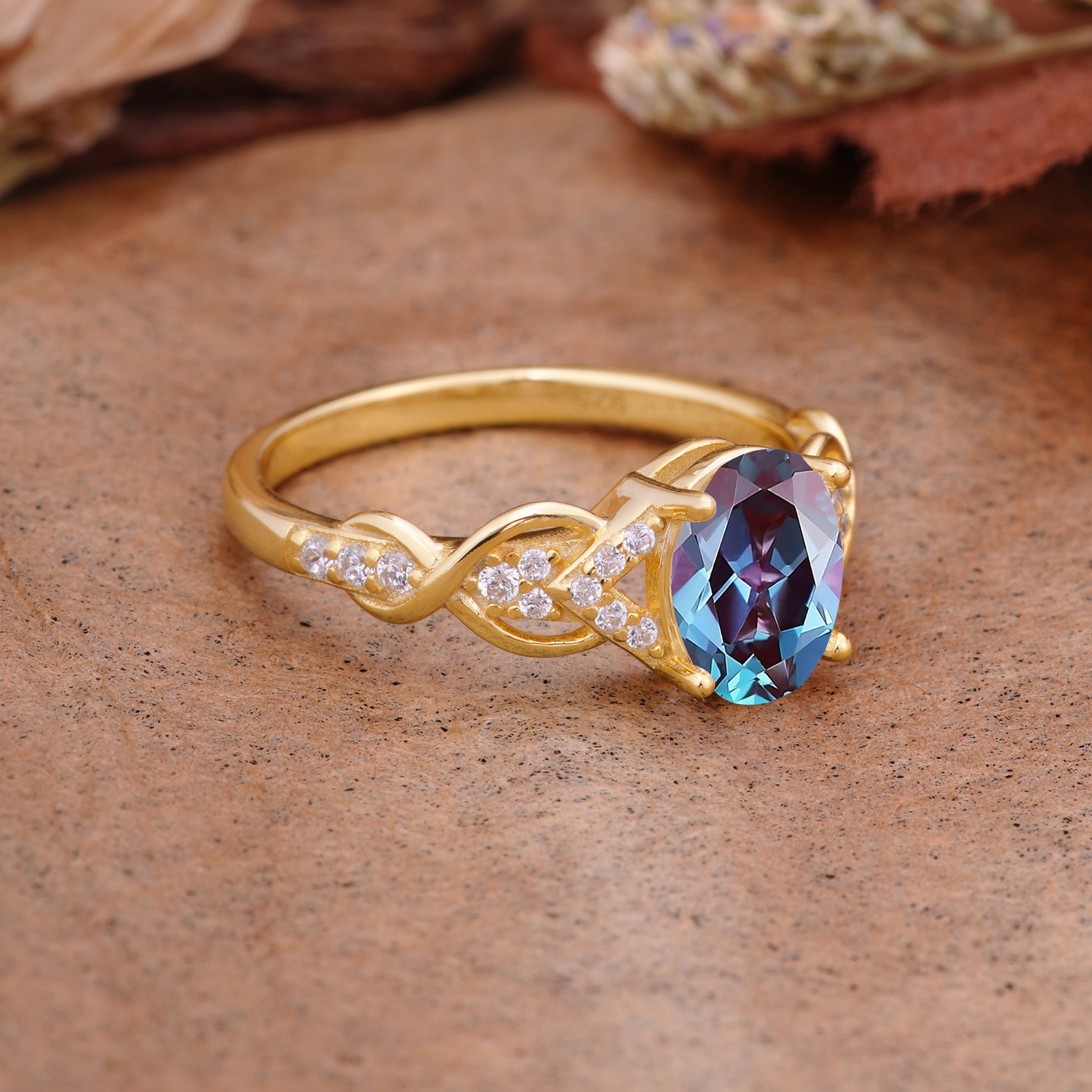 SR17022 Alexandrite Ring - White-Gold