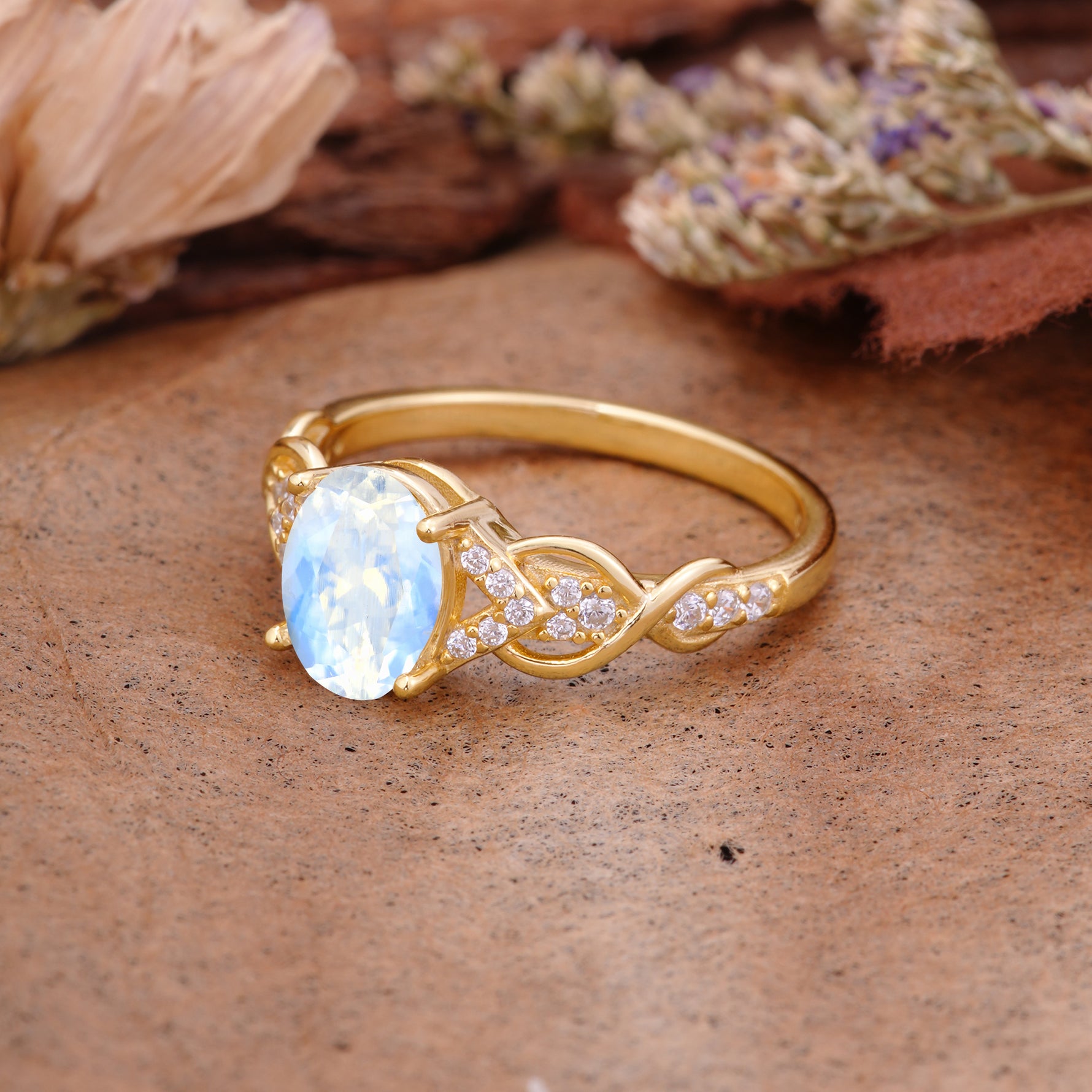 SR17022 Moonstone Ring - Rose-Gold