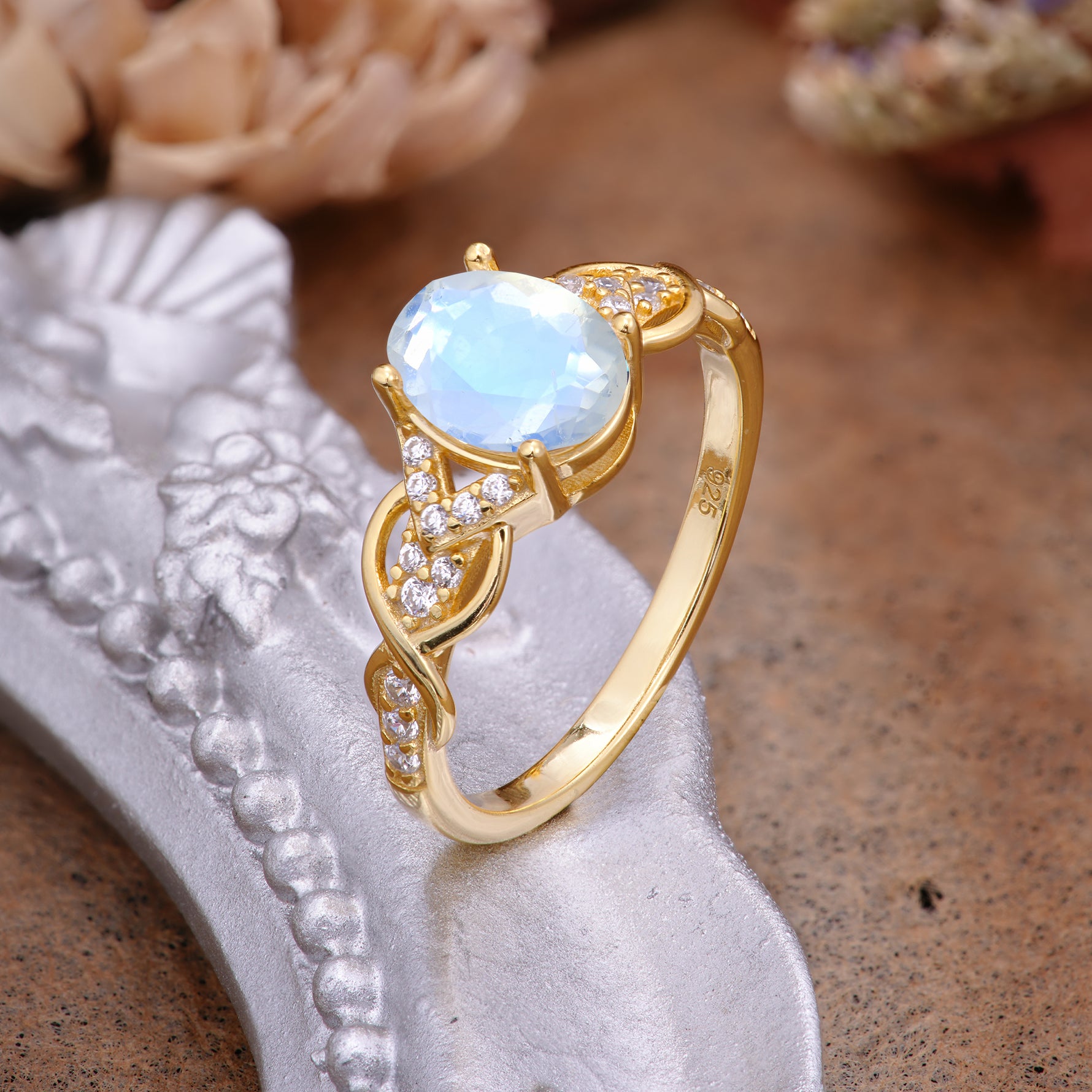 SR17022 Moonstone Ring - Additional view