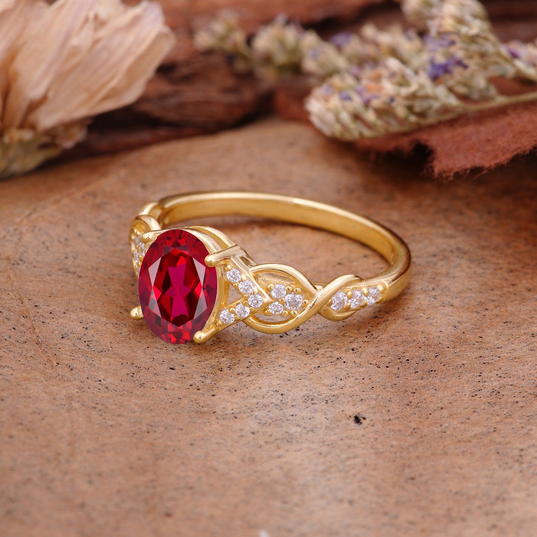 SR17022 Ruby Ring - Rose-Gold