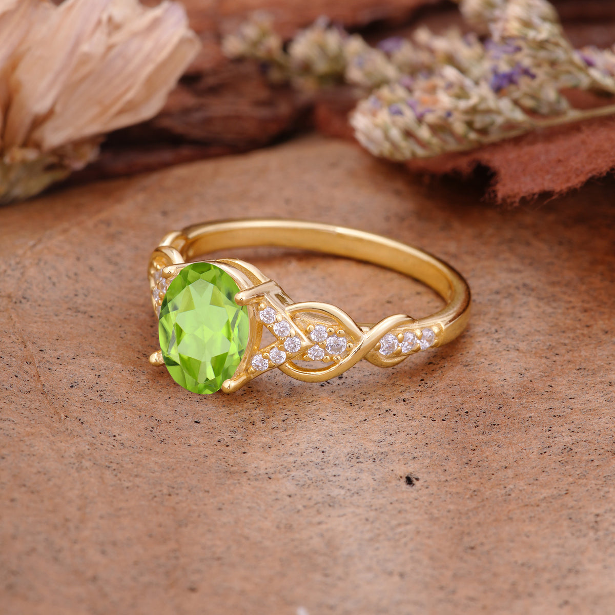 SR17022 Peridot Ring - Rose-Gold