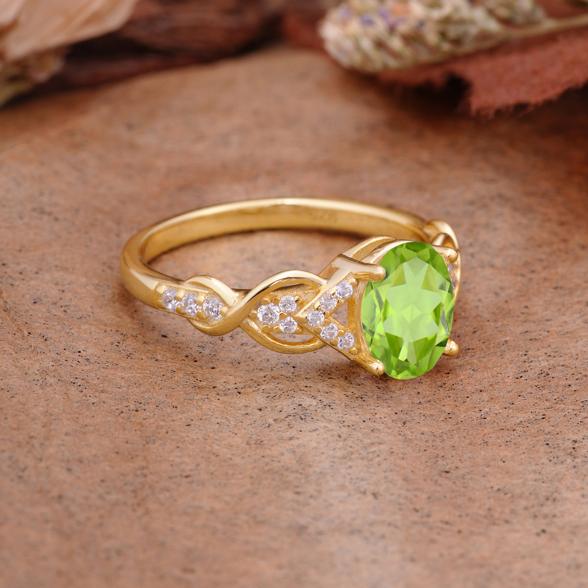 SR17022 Peridot Ring - White-Gold
