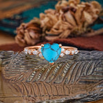 Heart Cut Turquoise Vintage Pave Shank Engagement Ring - Additional view