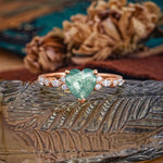 Heart Cut Moss Agate Vintage Pave Shank Engagement Ring - Additional view