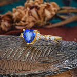 Heart Cut Sapphire Vintage Pave Shank Engagement Ring - Additional view