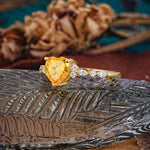 Heart Cut Citrine Vintage Pave Shank Engagement Ring - Additional view