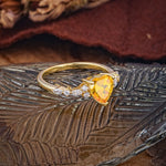 Heart Cut Citrine Vintage Pave Shank Engagement Ring - Additional view