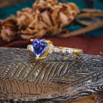 Heart Cut Tanzanite Vintage Pave Shank Engagement Ring - Additional view