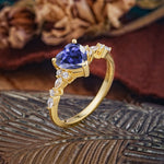 Heart Cut Tanzanite Vintage Pave Shank Engagement Ring - Additional view