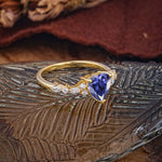 Heart Cut Tanzanite Vintage Pave Shank Engagement Ring - Additional view