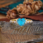Heart Cut Turquoise Vintage Pave Shank Engagement Ring - Additional view